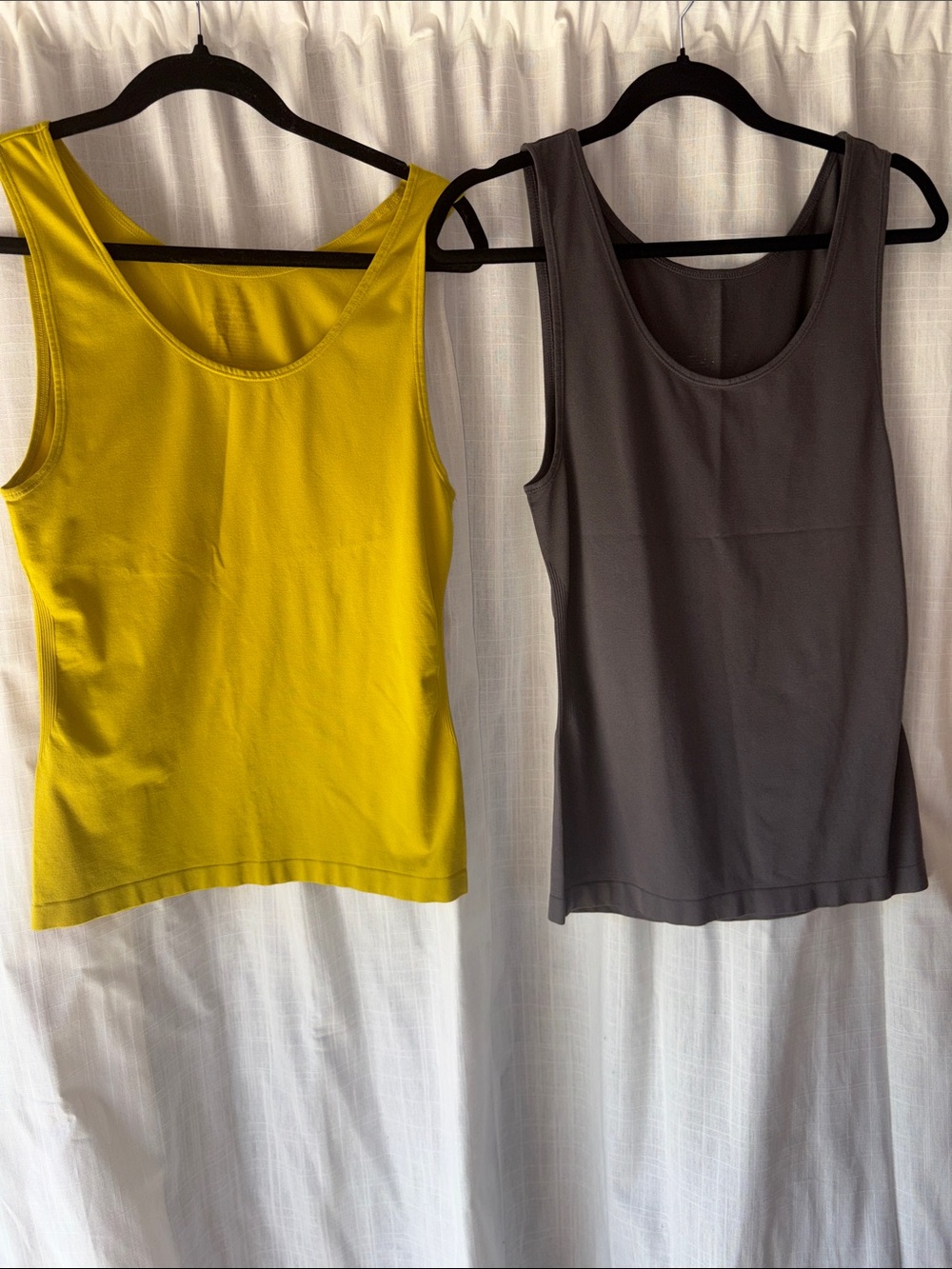 Scoop Neck Tank Top in Yellow and gray — Women's Stretch Tank